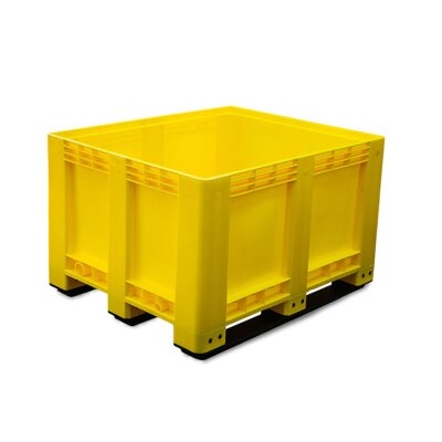 Palletbox geel 1200x1000x760 mm met dichte wanden en 3...