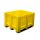 Palletbox geel 1200x1000x760 mm met dichte wanden en 3 sleeplatten